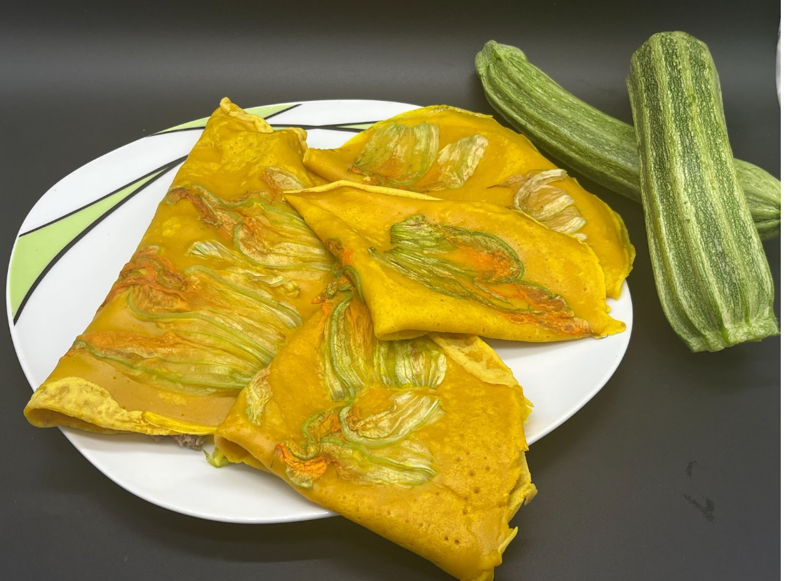 Crepes con fiori di zucchine
